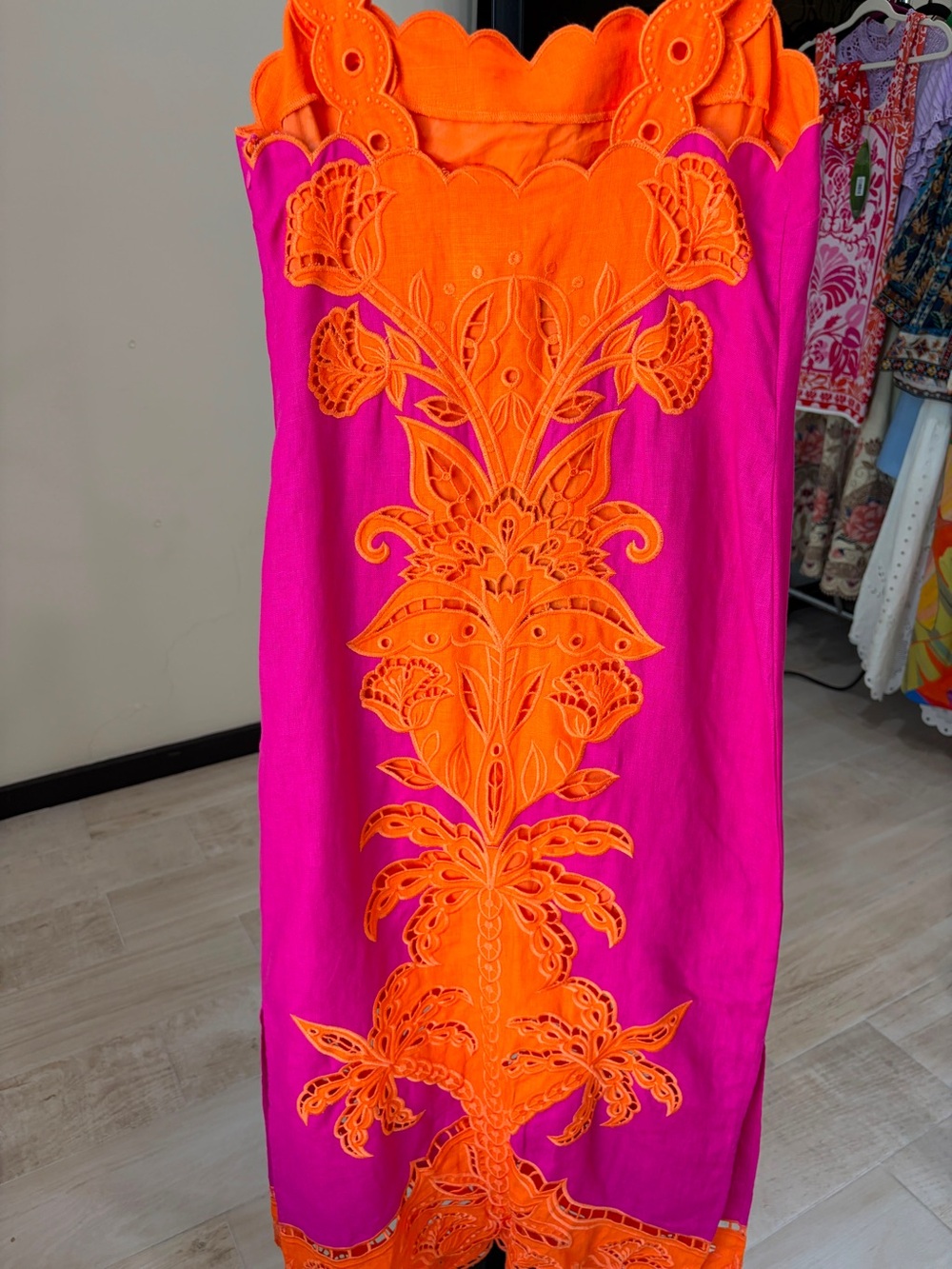 Farm Rio Pink Cutwork Midi Dress - Picture 6 of 10